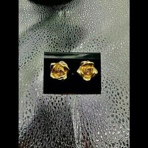 Gold Rose Stud Earrings